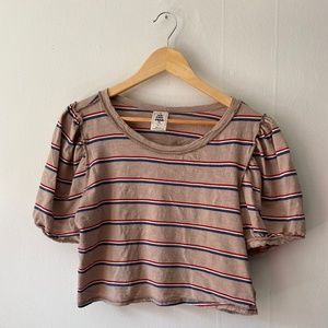 Free People Cropped Striped Tee